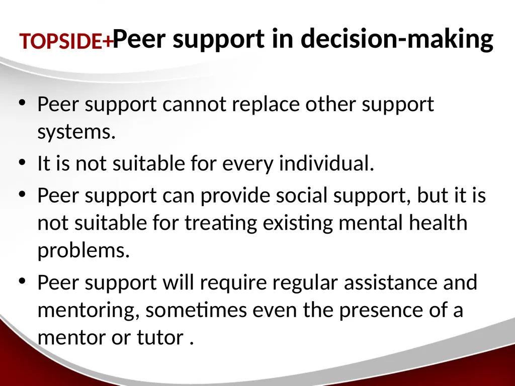 Peer-Support A model of supported decision-making - slide 13 of 16