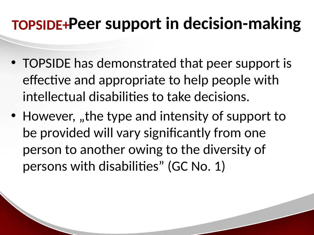 Peer-Support A model of supported decision-making - slide 12 of 16