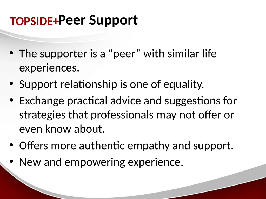 Peer-Support A model of supported decision-making - slide 4 of 16
