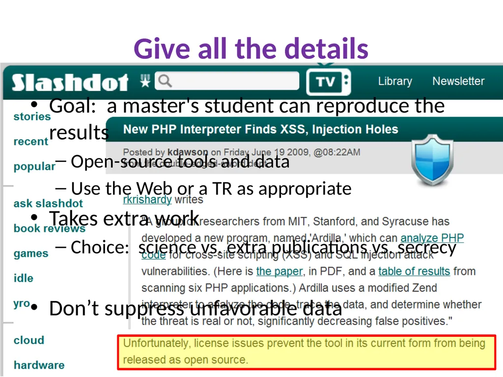 Unreproducible tests Successes, failures, and - slide 26 of 39