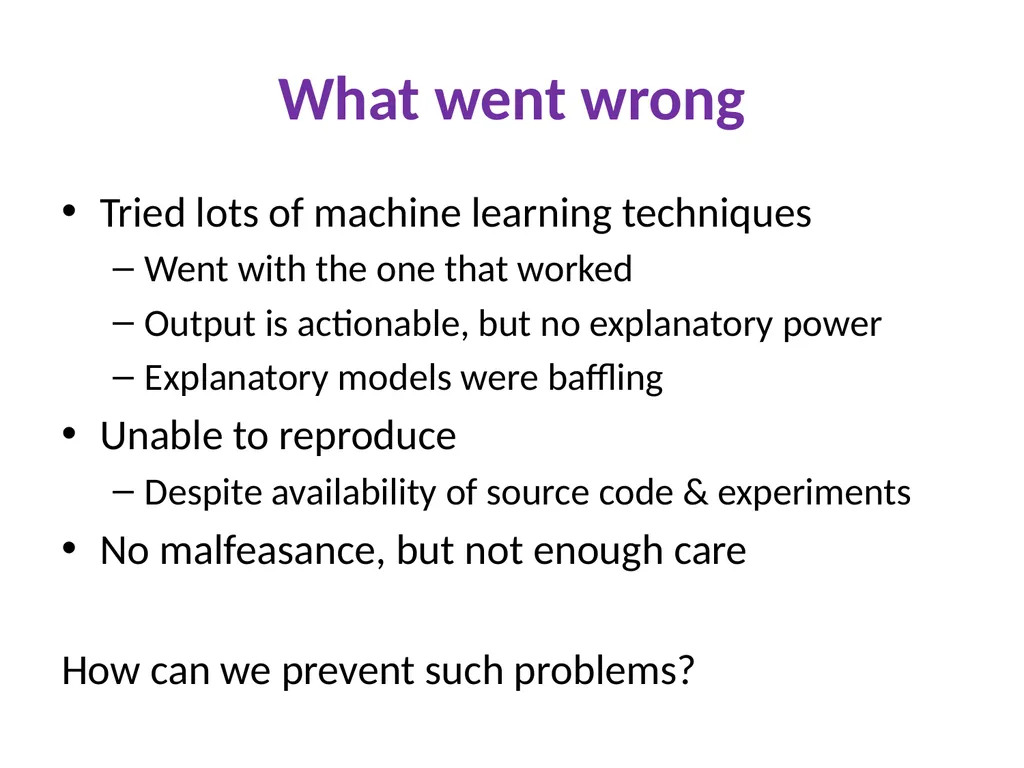 Unreproducible tests Successes, failures, and - slide 6 of 39