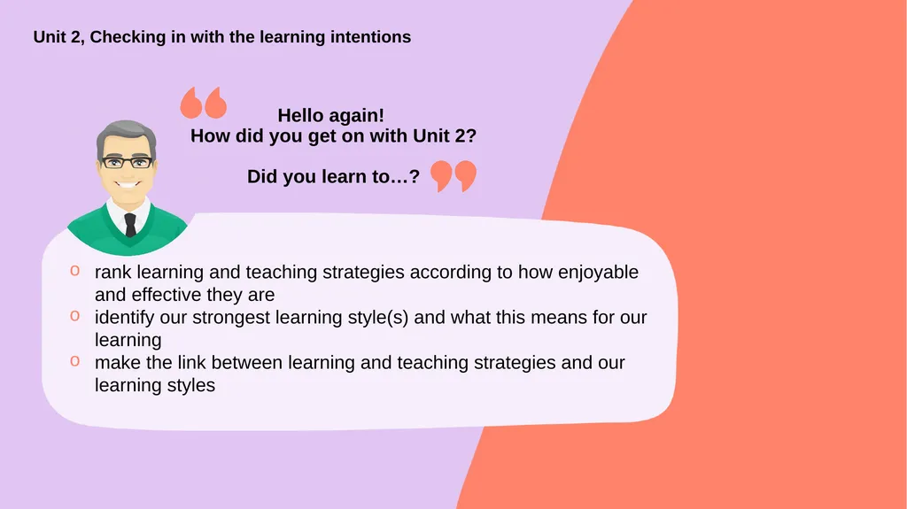 Pathways First Year Unit 2: Strategies and styles - slide 14 of 16