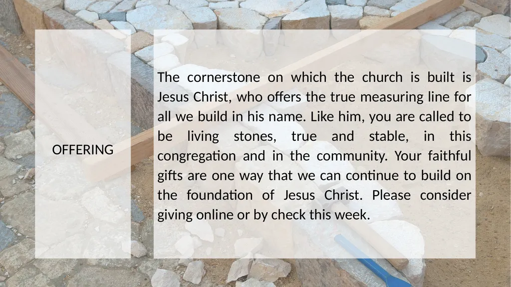 Welcome to the living Stone, the source of life. - slide 18 of 21
