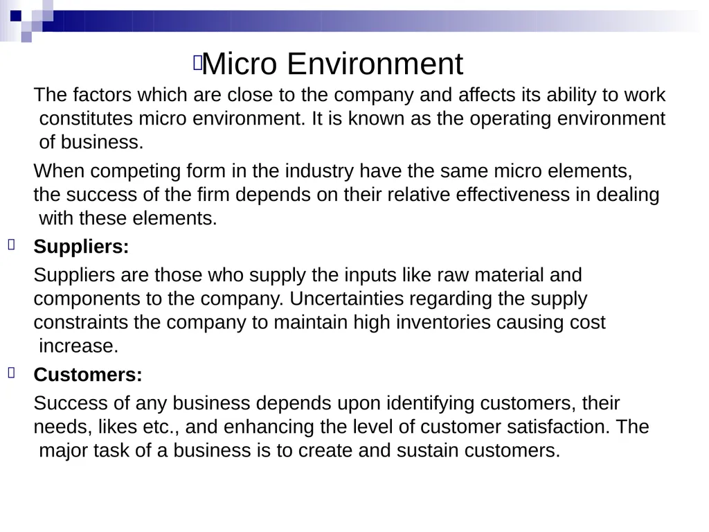 Business Environment Learning Objective What is - slide 14 of 29