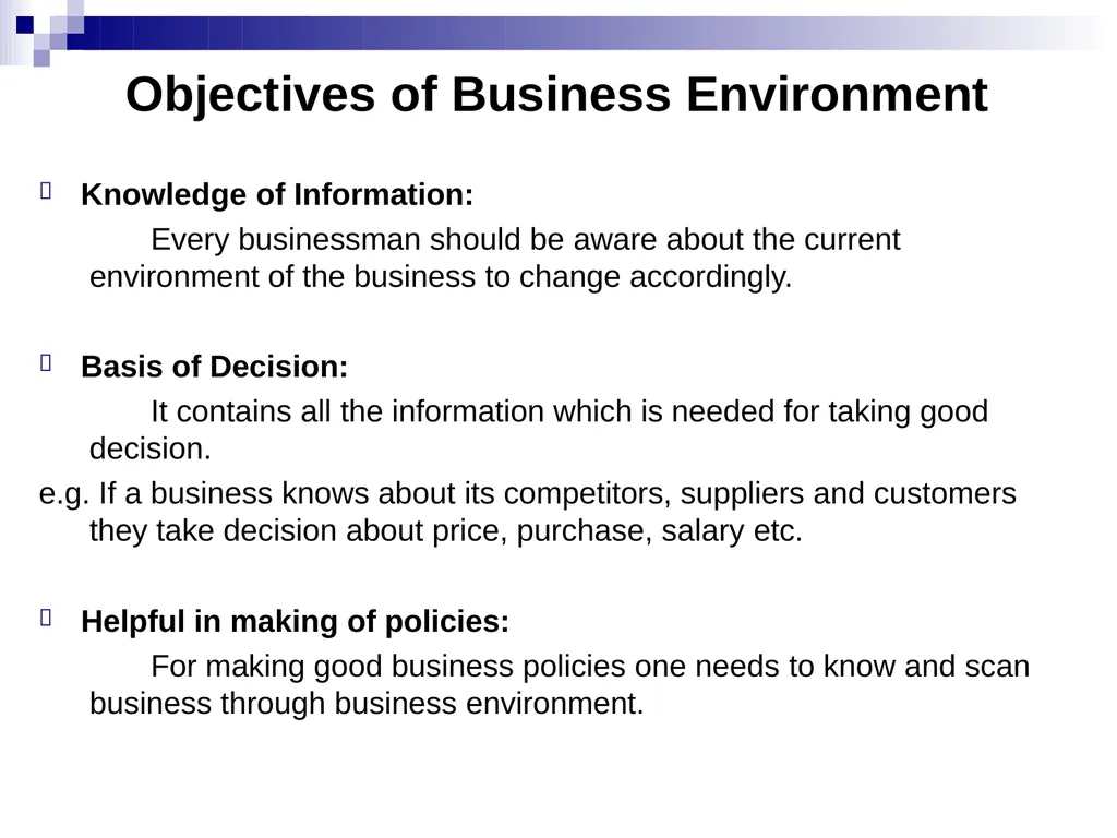 Business Environment Learning Objective What is - slide 8 of 29