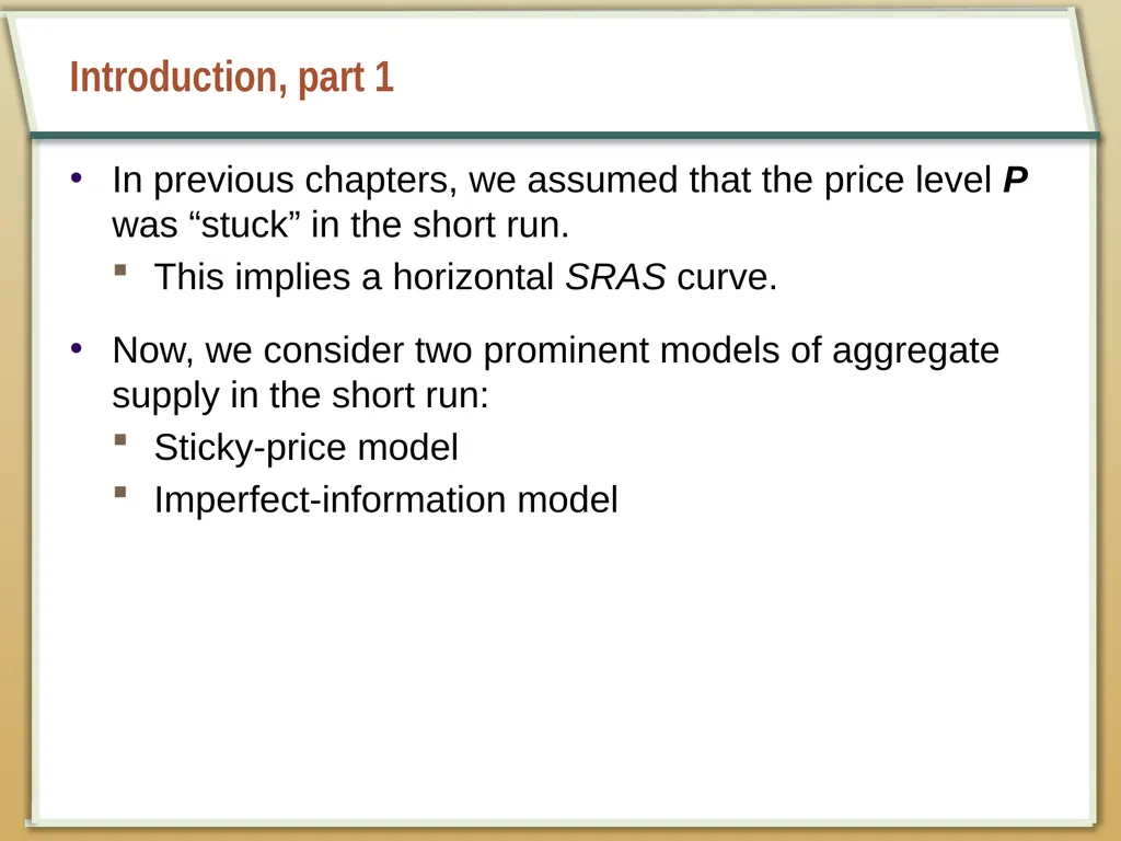 Aggregate Supply and the Short-Run Tradeoff - slide 3 of 34