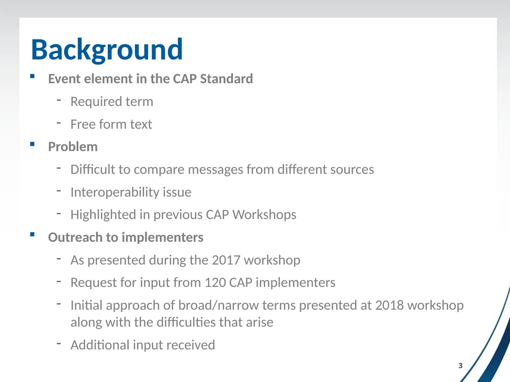 Event Terms for Use in CAP Subcommittee Update - slide 3 of 16