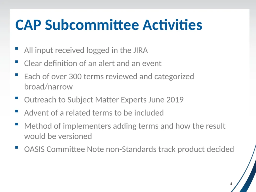 Event Terms for Use in CAP Subcommittee Update - slide 4 of 16