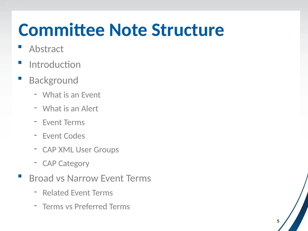 Event Terms for Use in CAP Subcommittee Update - slide 5 of 16