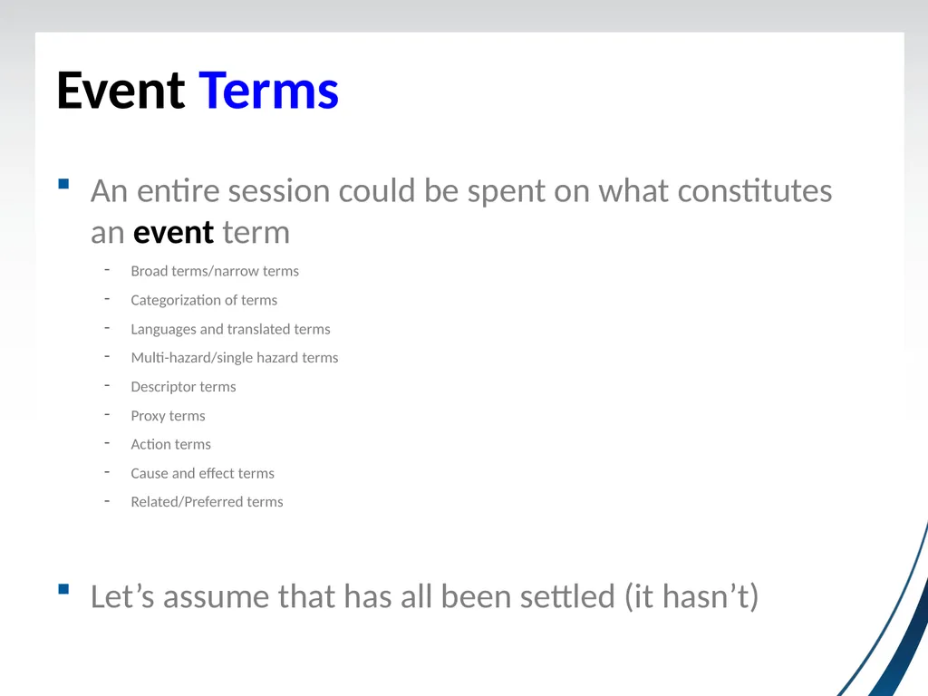 Event Terms for Use in CAP Subcommittee Update - slide 12 of 16