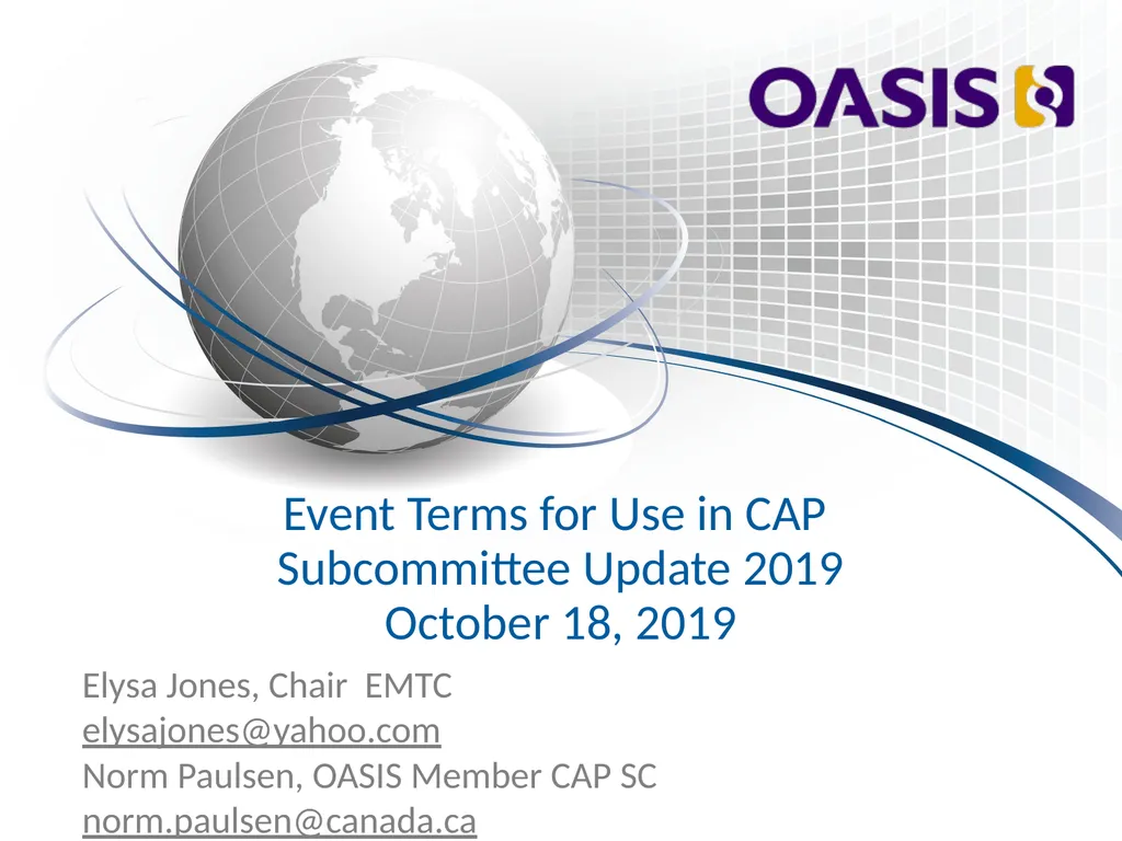 Event Terms for Use in CAP Subcommittee Update - slide 1 of 16