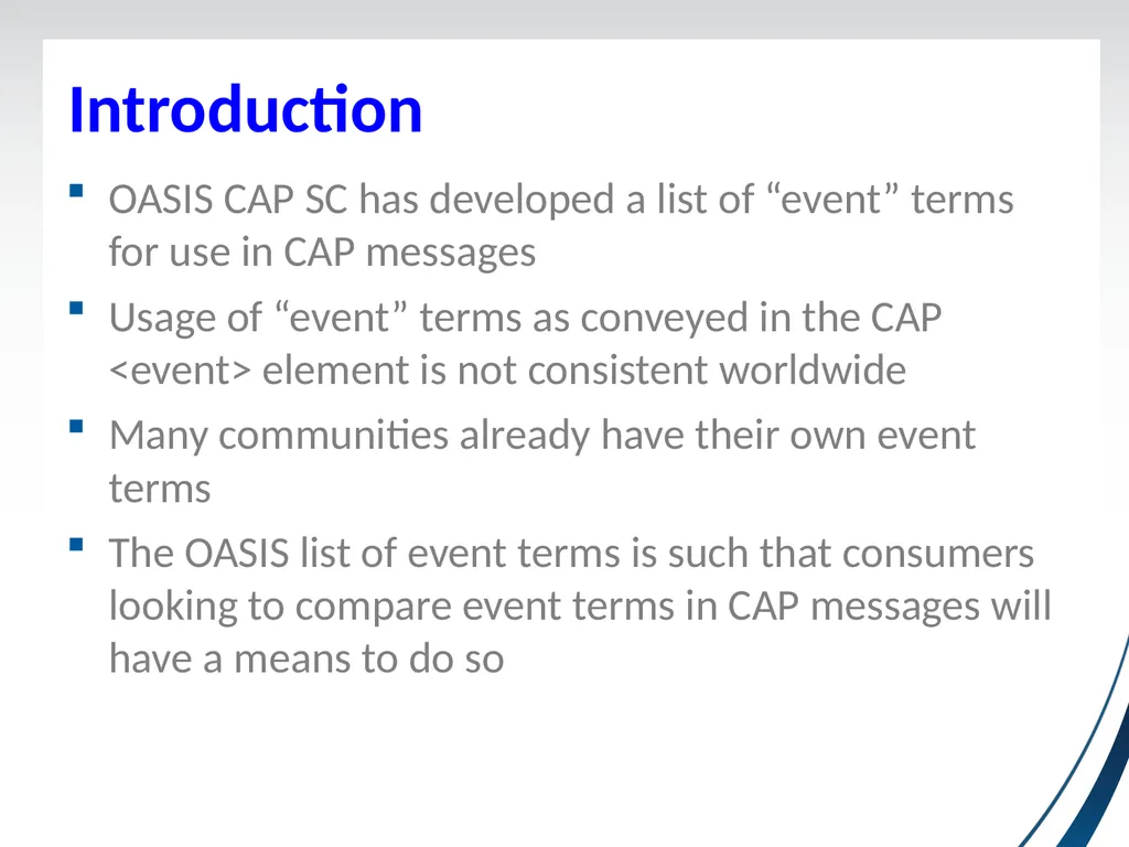 Event Terms for Use in CAP Subcommittee Update - slide 8 of 16