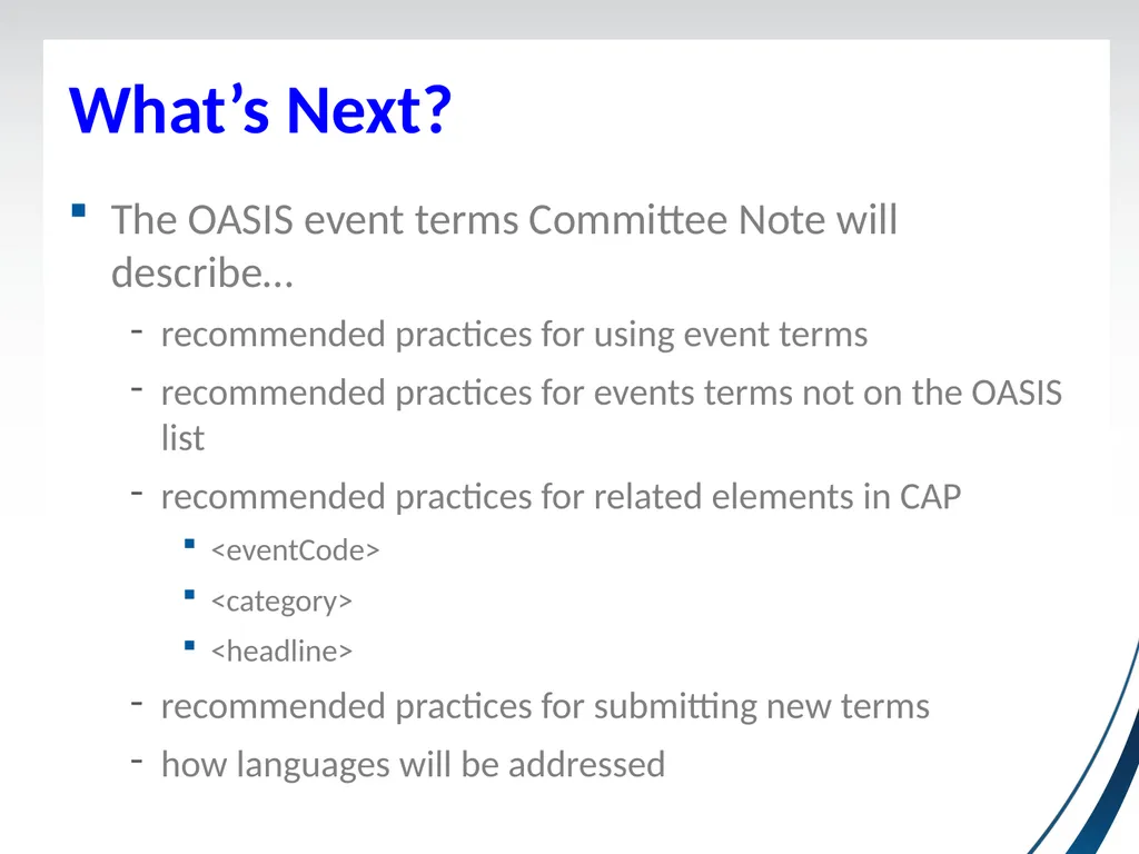 Event Terms for Use in CAP Subcommittee Update - slide 15 of 16