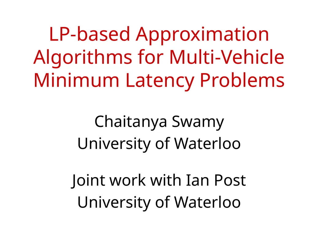 LP-based Approximation Algorithms for - slide 1 of 19