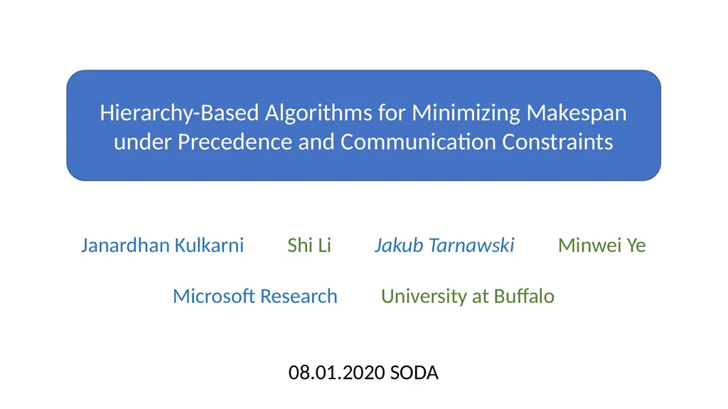 Hierarchy-Based Algorithms for Minimizing Makespan - slide 1 of 25