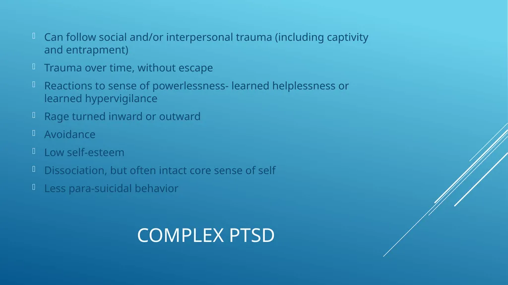 Understanding complex PTSD Dr. Jim Peightel, MD, - slide 13 of 21