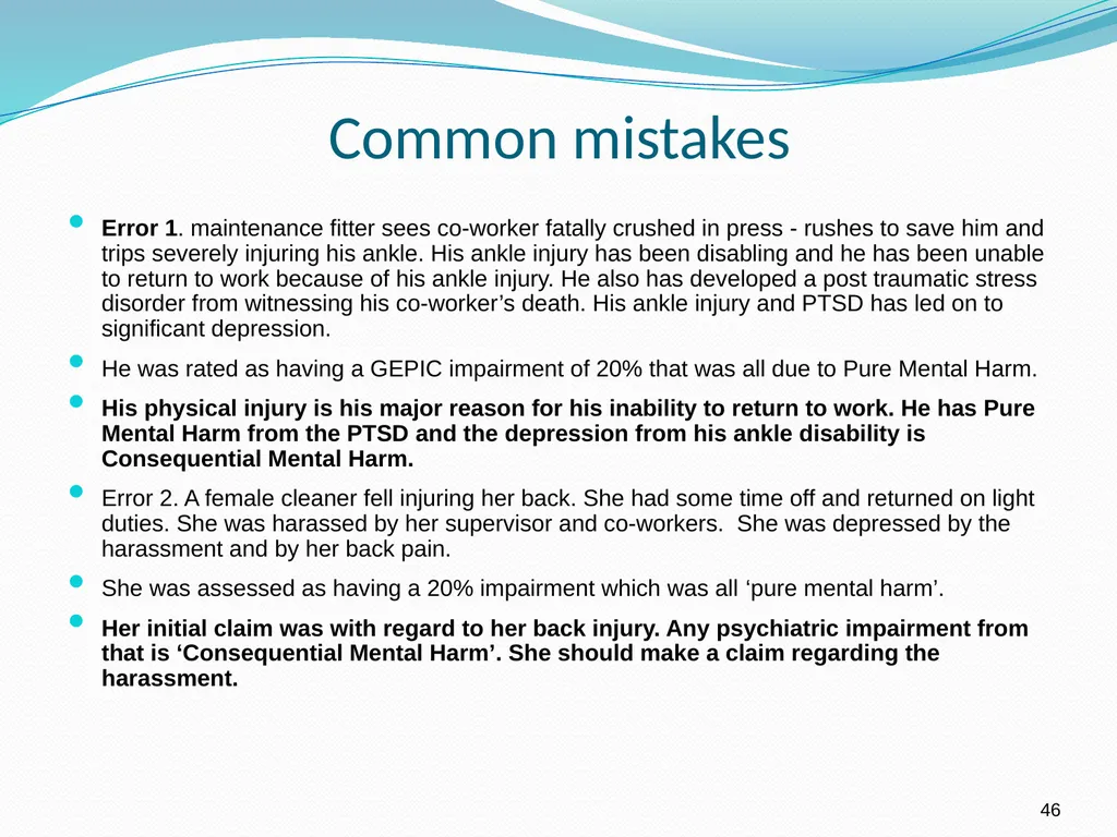 An Update on the (GEPIC) Return to Work Claimants - slide 46 of 86