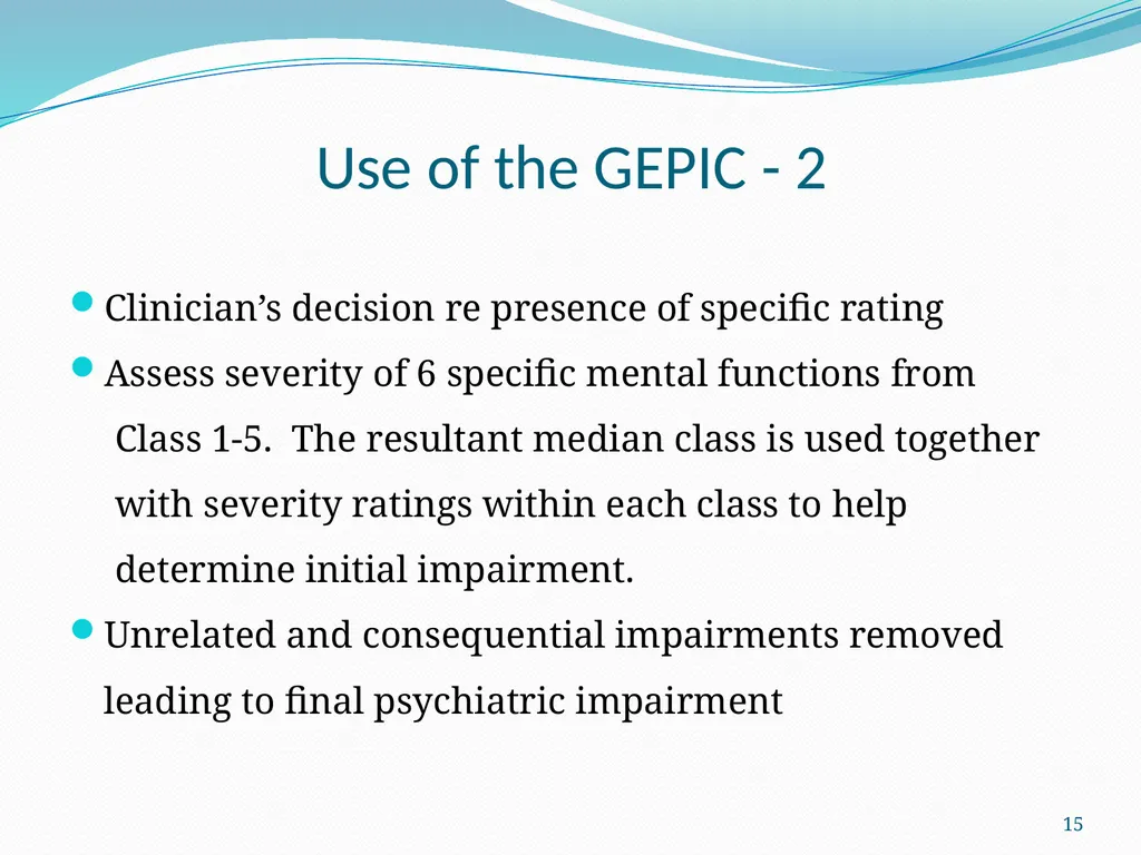 An Update on the (GEPIC) Return to Work Claimants - slide 15 of 86