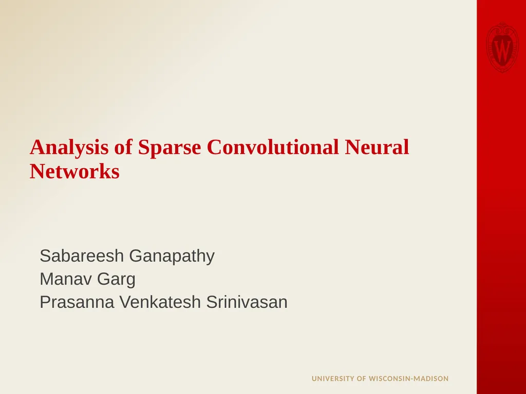 Analysis of Sparse Convolutional Neural Networks - slide 1 of 20