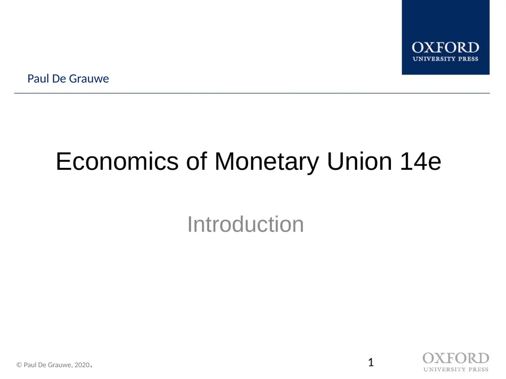 Economics of Monetary Union 14e Introduction Paul - slide 1 of 39