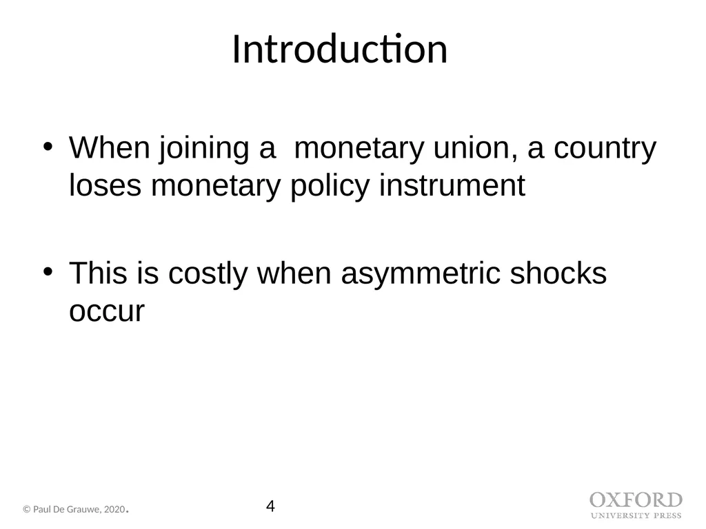 Economics of Monetary Union 14e Introduction Paul - slide 4 of 39