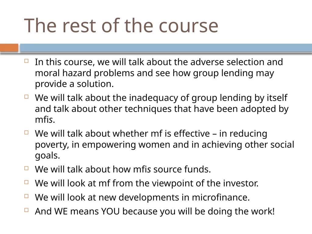 Introduction to Microfinance P.V. Viswanath What - slide 24 of 24