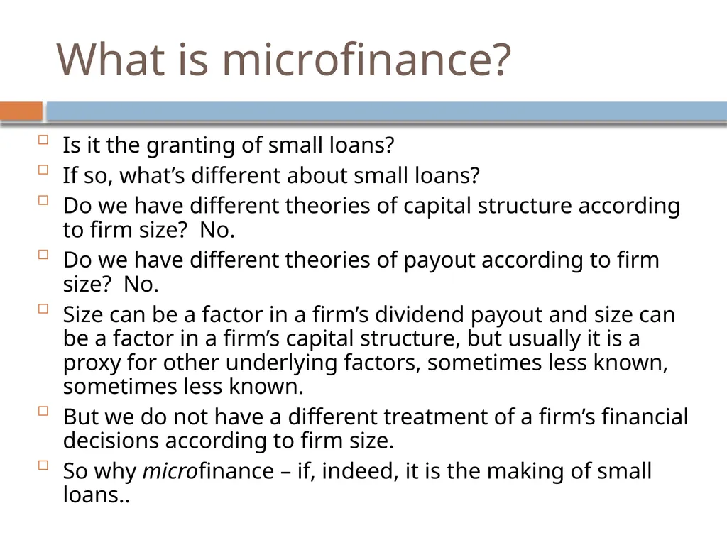 Introduction to Microfinance P.V. Viswanath What - slide 2 of 24