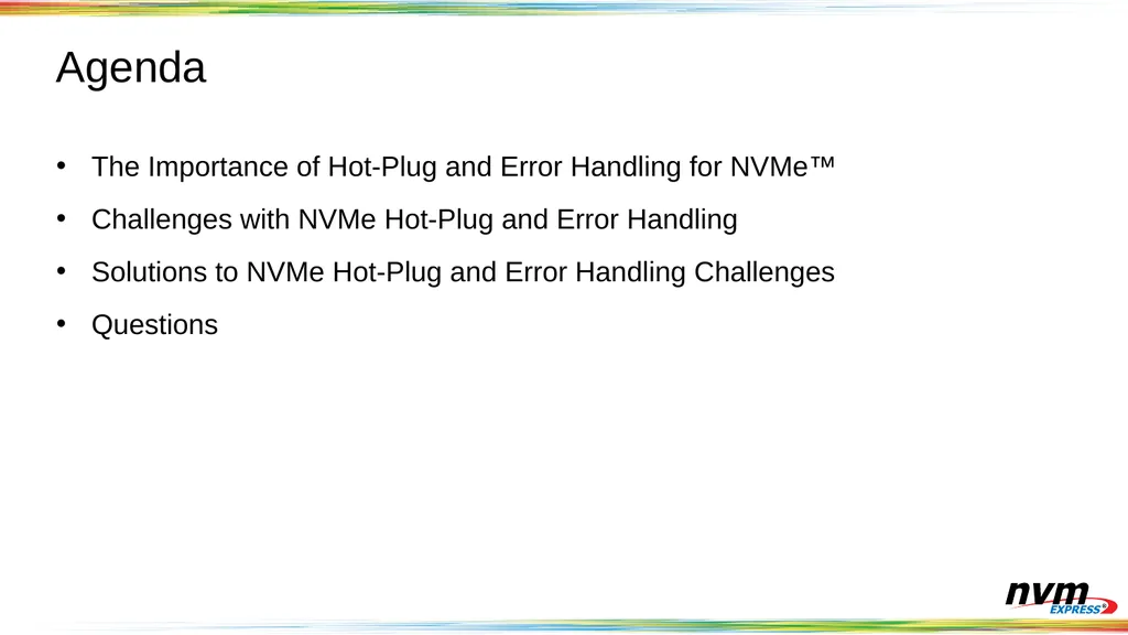 PCIe Hot-Plug and Error Handling for NVMe 2019 - slide 2 of 25