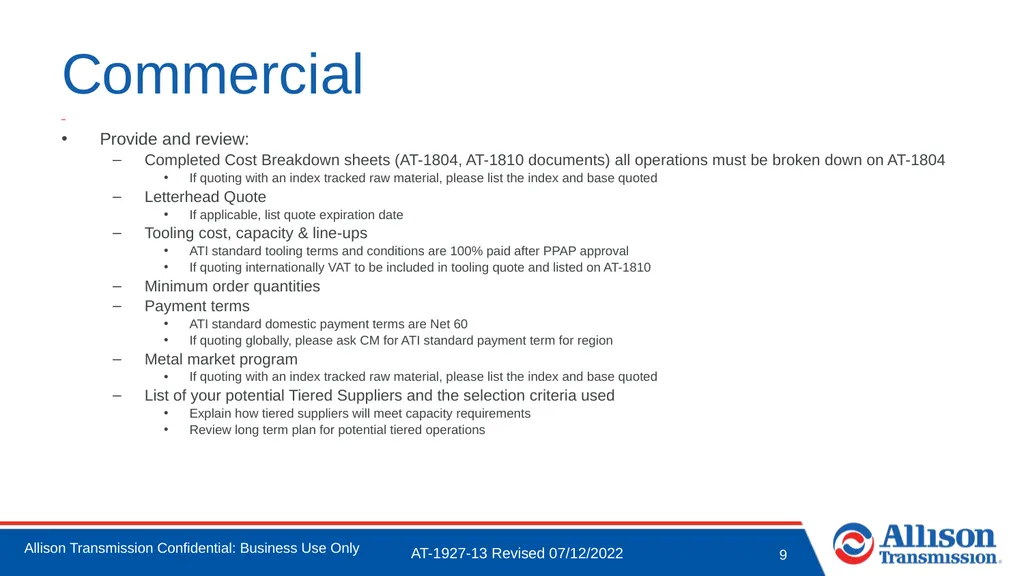 Technical Review Checklist Please arrive at your - slide 9 of 12