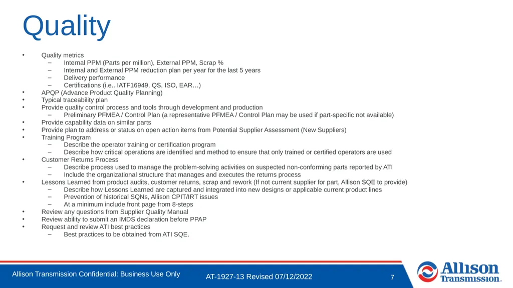 Technical Review Checklist Please arrive at your - slide 7 of 12