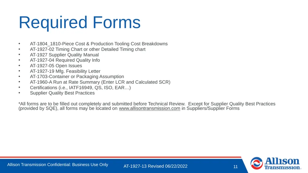 Technical Review Checklist Please arrive at your - slide 11 of 12