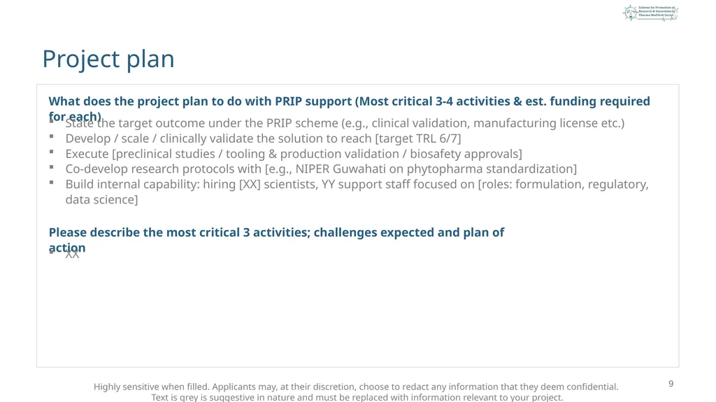 <Project Title> < [Early Stage OR Later Stage] > < - slide 9 of 21