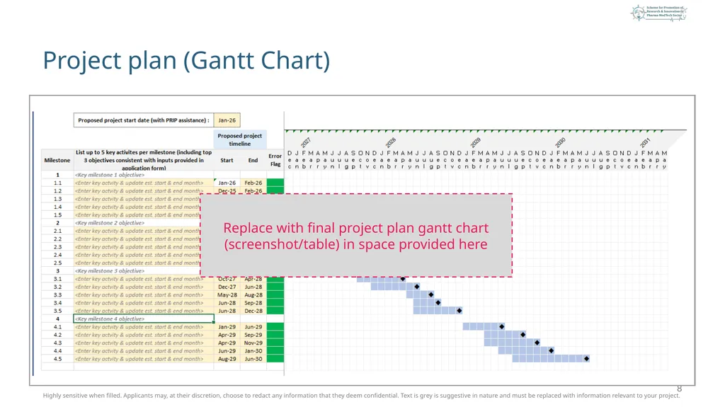 <Project Title> < [Early Stage OR Later Stage] > < - slide 8 of 21