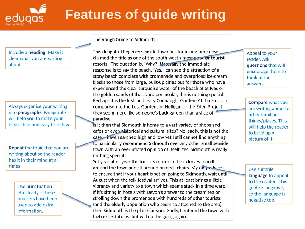 Eduqas GCSE English Language Writing Tasks Guides - slide 7 of 16
