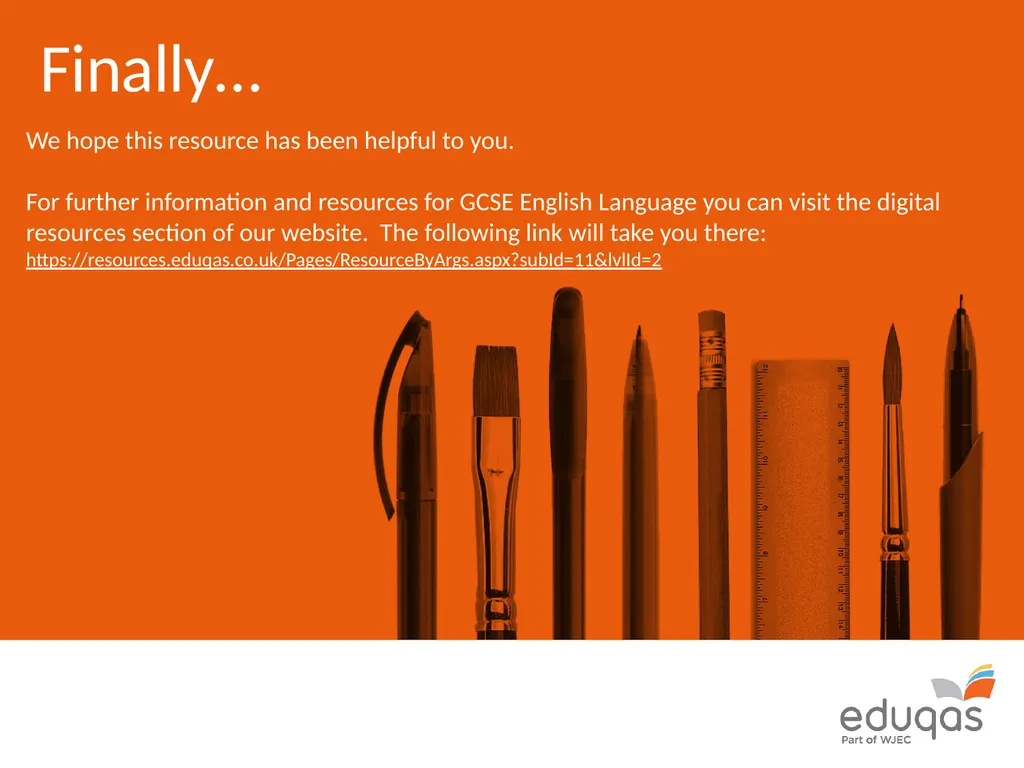 Eduqas GCSE English Language Writing Tasks Guides - slide 16 of 16