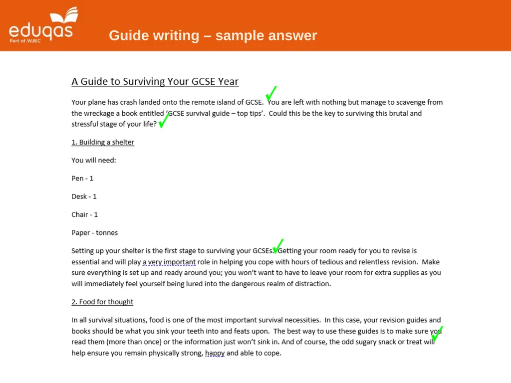 Eduqas GCSE English Language Writing Tasks Guides - slide 12 of 16