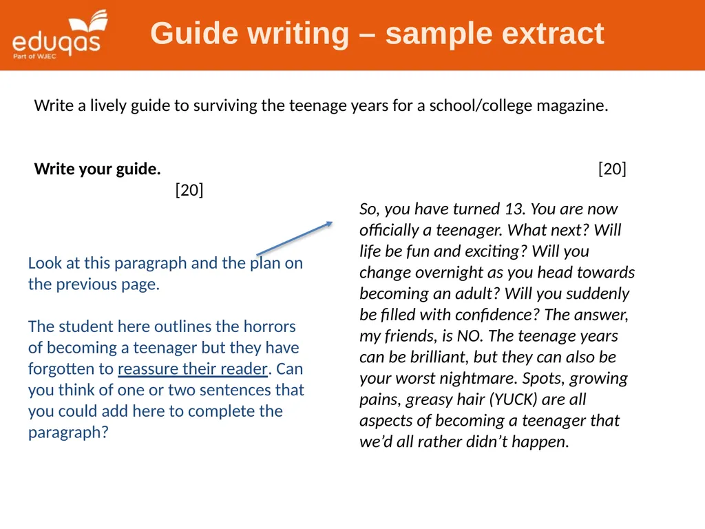 Eduqas GCSE English Language Writing Tasks Guides - slide 10 of 16