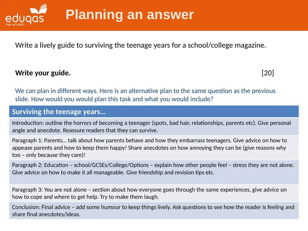 Eduqas GCSE English Language Writing Tasks Guides - slide 9 of 16