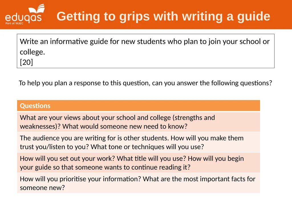 Eduqas GCSE English Language Writing Tasks Guides - slide 6 of 16