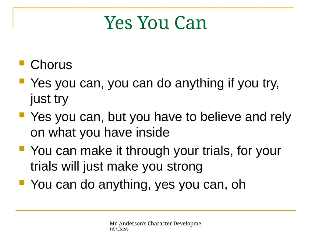 Mr. Anderson's Character Development Class - slide 23 of 26