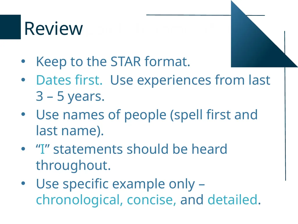 Behavioral Descriptive Interviews Behavioral - slide 21 of 24