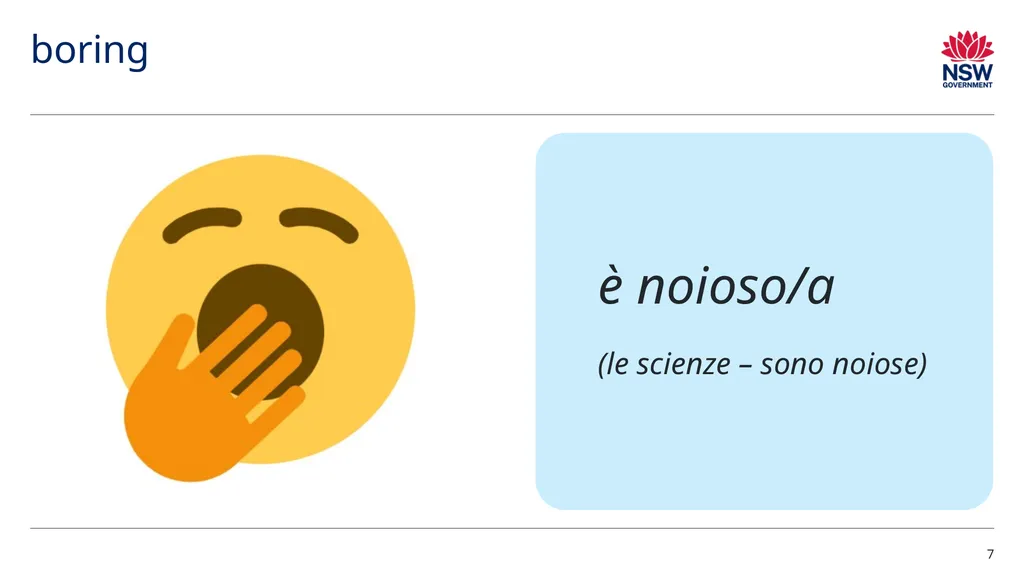 Aggettivi – le materie Adjectives – school - slide 7 of 11