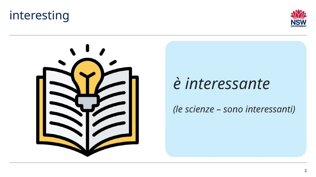 Aggettivi – le materie Adjectives – school - slide 2 of 11