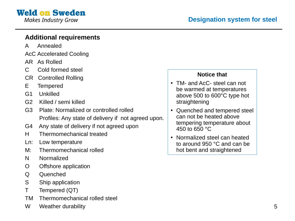1 Structural steels designation, Grouping system - slide 5 of 12