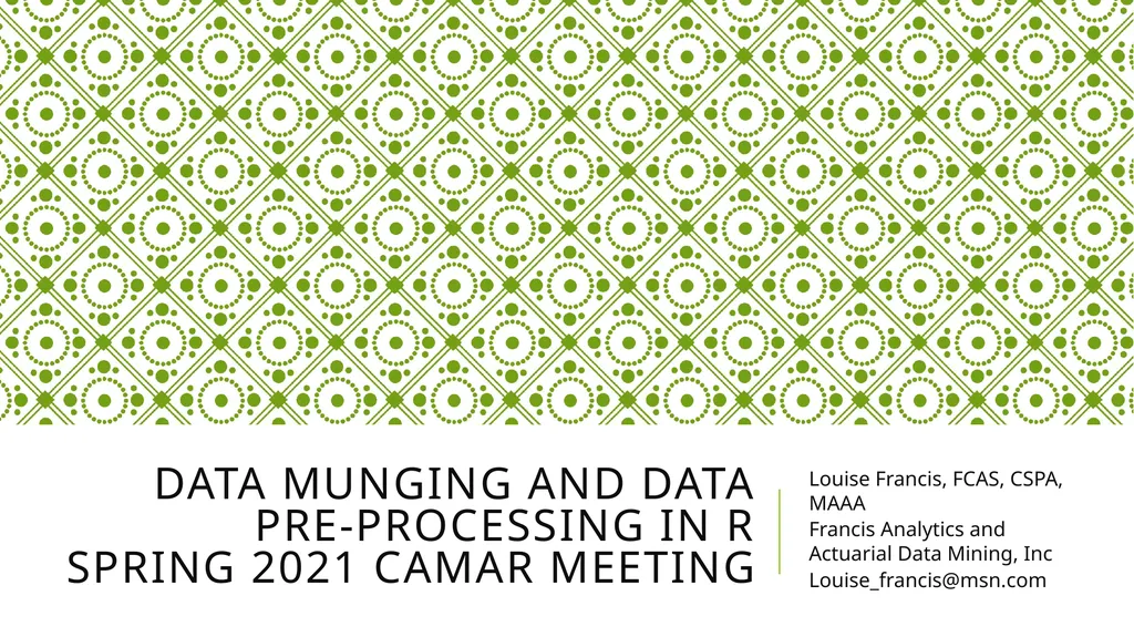 Data Munging And Data Pre-Processing in R SPRING - slide 1 of 52