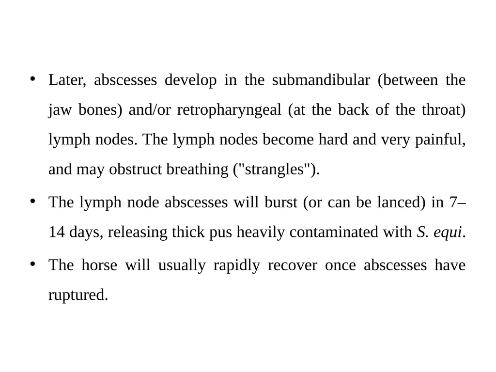 STRANGLES (Equine distemper, Strep. Throat) A - slide 5 of 11