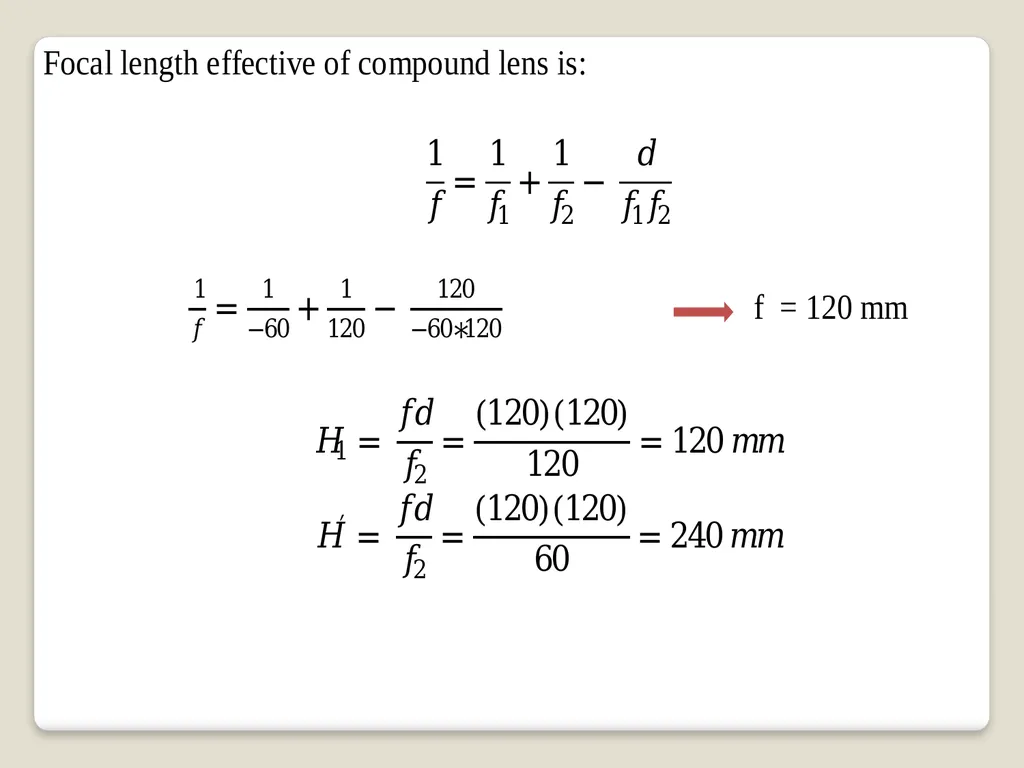Thick lens –solved problems Q1: A double convex - slide 10 of 12