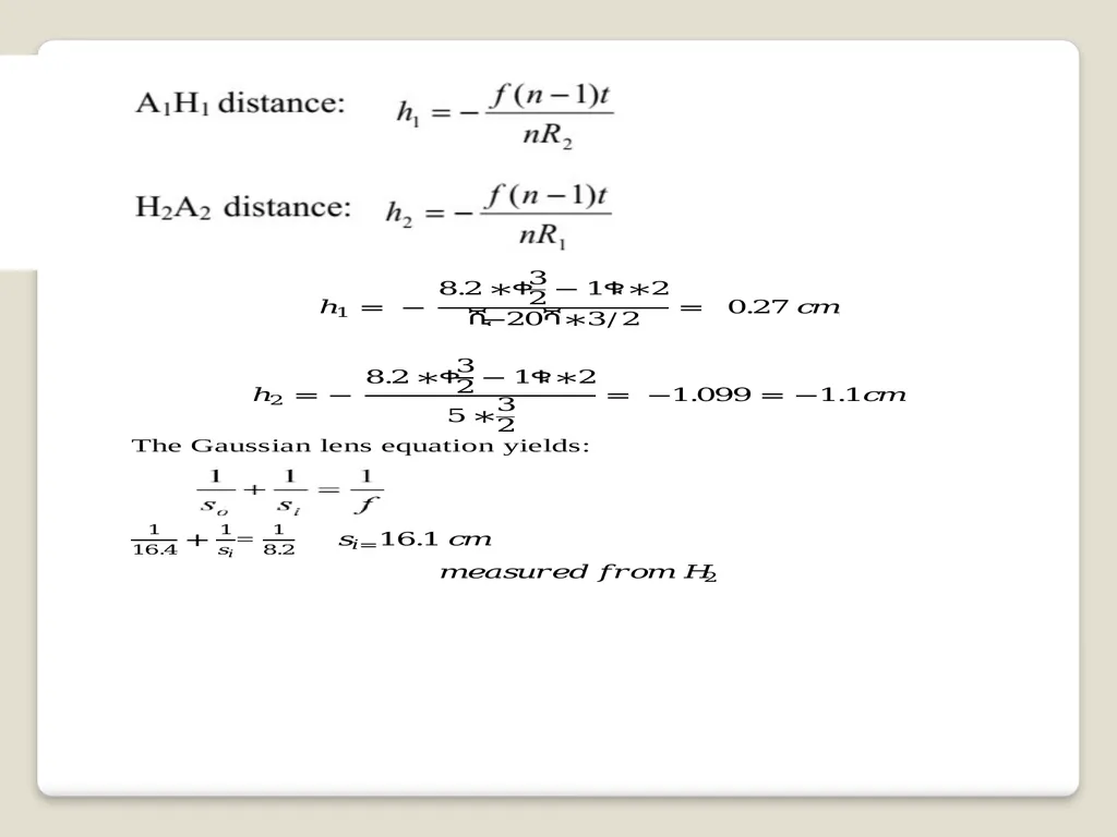 Thick lens –solved problems Q1: A double convex - slide 3 of 12
