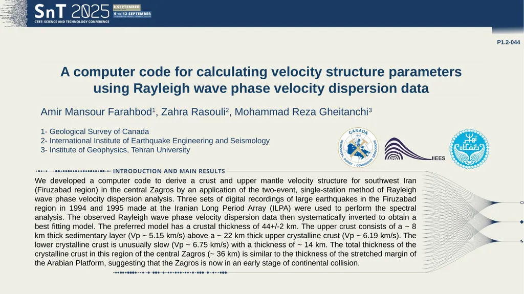 A computer code for calculating velocity structure - slide 1 of 4