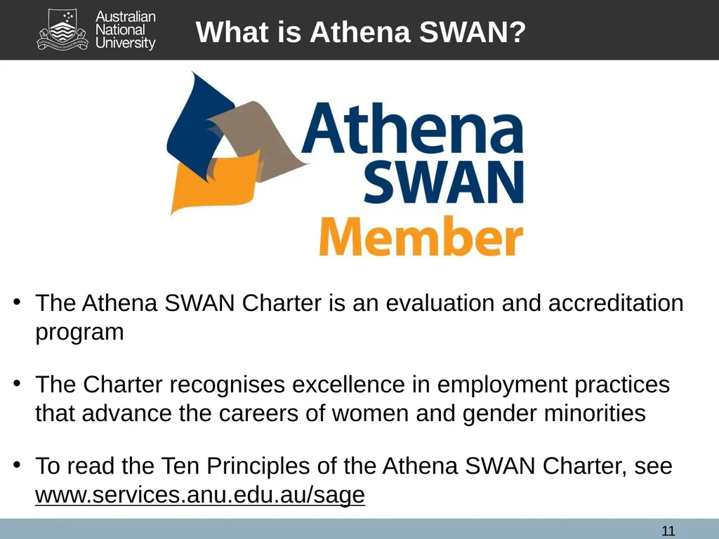 SAGE Athena SWAN Pilot Information for ANU - slide 11 of 18